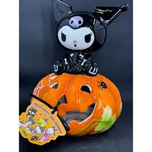 Kuromi On Pumpkin T-Light Holder Halloween Black Hello Kitty